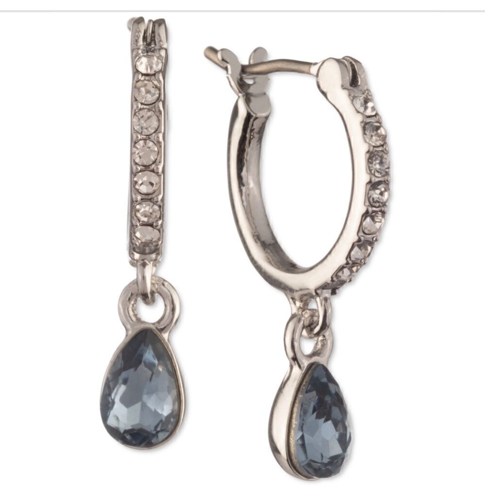 NWT Givenchy Pear-Shape Crystal Charm Pave Hoop Earrings